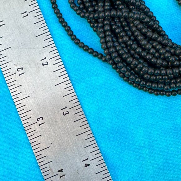 Vintage Multi Strand Black Seed Bead Necklace - Picture 9 of 10